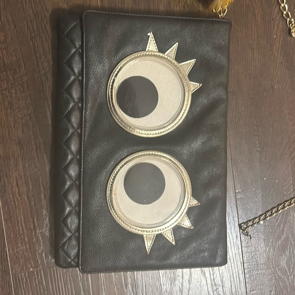Betsey Johnson black googly eye bag
